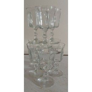 Vintage Courtney Clear Anchor Hocking Wine Glasses Set Of 8